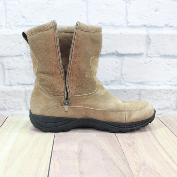 LL BEAN Tan Suede Fleece Zip Primaloft Insulated Boots Size 10.5 M - Picture 9 of 11